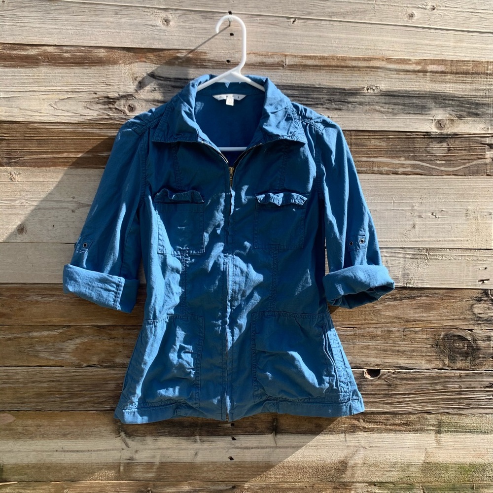 CABI • Blue Zip Up Utility Jacket